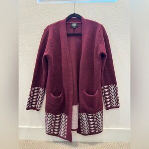 Frye Women's Patterned Cardigan w/ jacquard pattern open front w/ pockets.